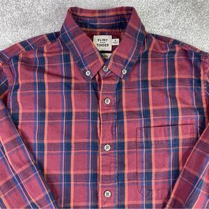 Flint & Tinder Shirt Men’s Small Red Flannel Plaid Slim Fit Button Down Casual